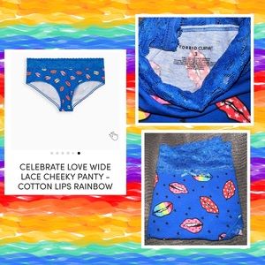 *NWOT* Torrid CELEBRATE LOVE Wide Lace Boyshort Panty Rainbow Lips